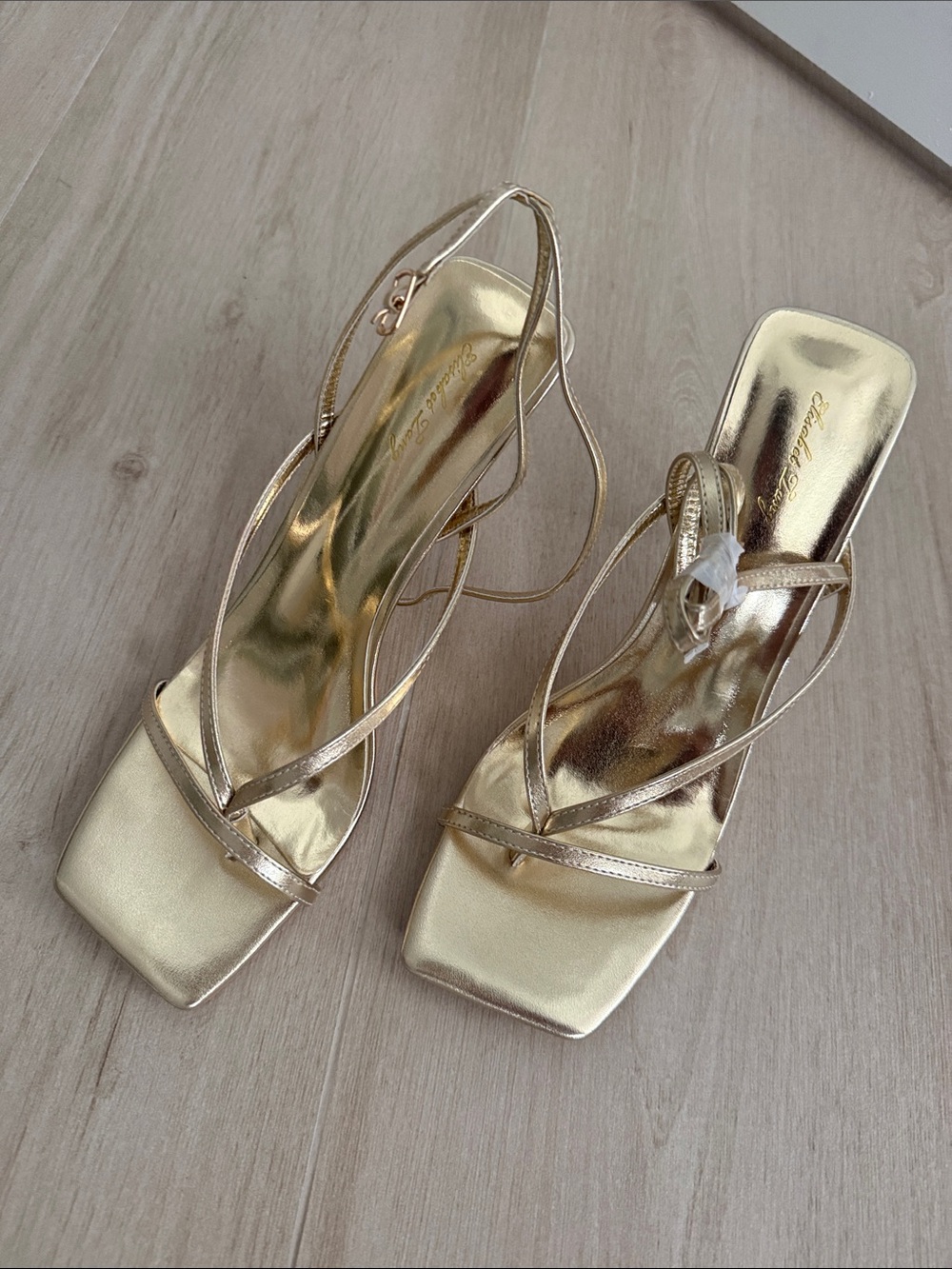 Metallic Gold Strappy Slingback Sandals - Women